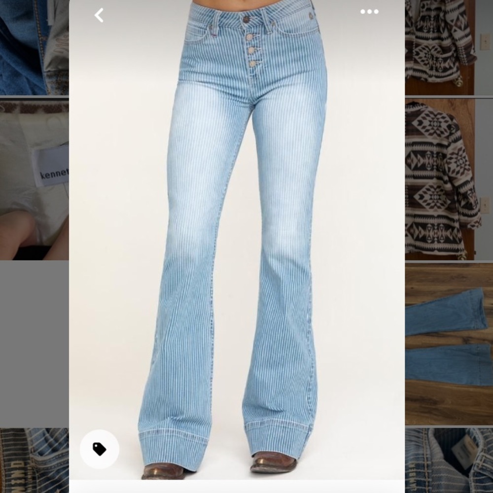 Idyllwind striped high waisted trouser/flare jeans